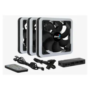Aerocool Edge 14 Pro ARGB Case Fans with H66F Hub, Pack Of 3, 140mm Fan Size, 800 rpm Fan Speed