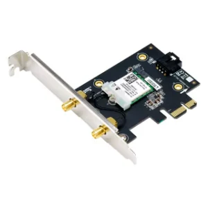 Asus PCE-AX1800 Dual-Band WiFi 6 PCI-E Adapter, AX1800, Bluetooth v5.2, 2 x External Antennas, Black, 1 Year Warranty | 90IG07A0-MO0B00
