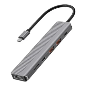 Powerology 6-in-1 USB-C Hub, 100W Power Delivery, 4K Display Support, HDMI, USB-C 3.2