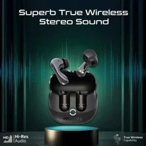 Promate Baton Hybrid Wireless Earbuds, 13mm Drivers, Active Noise Cancelling, 4 Mics
